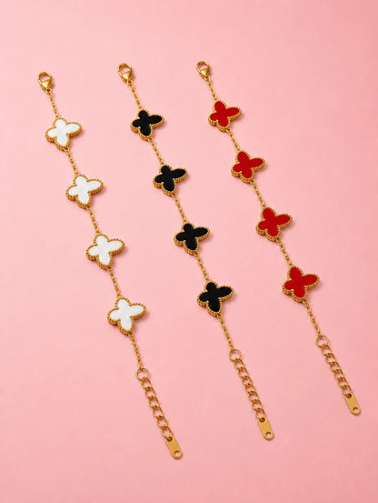 Bracelet BUTTERFLY Noir – Chaîne dorée premium