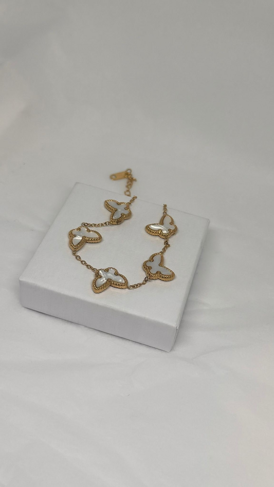 Bracelet BUTTERFLY Nacré – Chaîne dorée premium