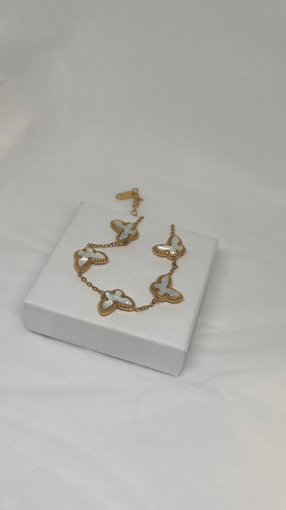 Bracelet BUTTERFLY Nacré – Chaîne dorée premium