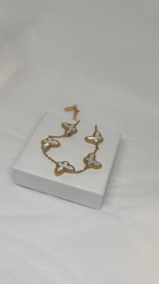 Bracelet BUTTERFLY Nacré – Chaîne dorée premium
